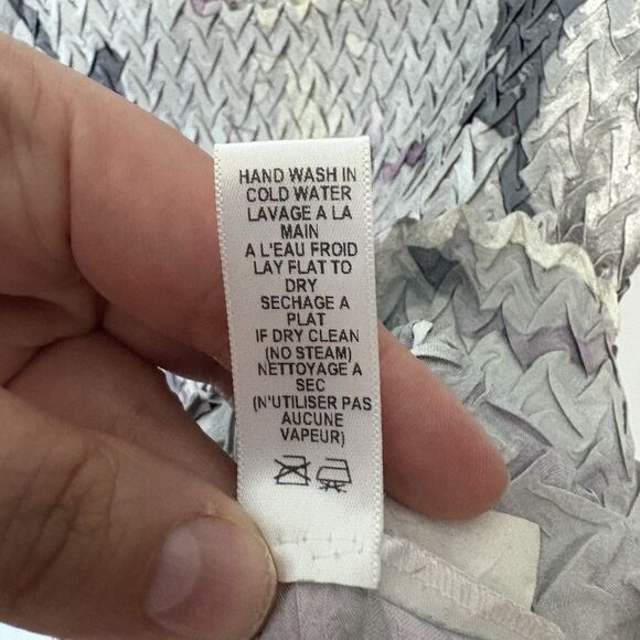 KV By KOMAROV M Silver Print Top Metallic Artsy Charmeuse Feminine USA Made Y2K - Picture 7 of 8